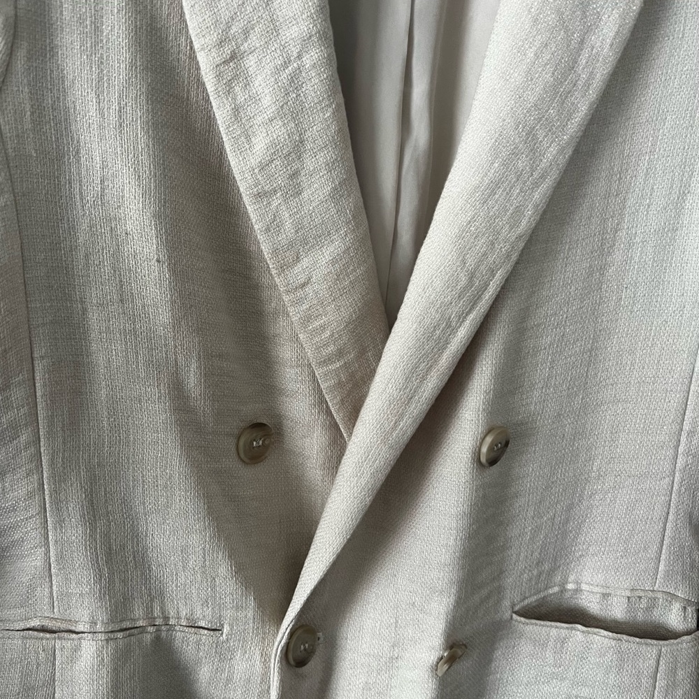 H&M Cream Double-Breasted Blazer Linen blend - Picture 3 of 9